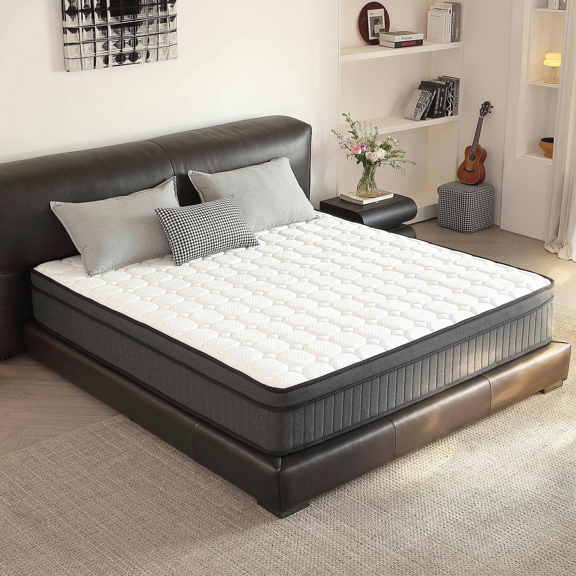 Sailvan 10 Inch Queen Mattress, Hybrid Mattresses in a Box with Memory Foam, Certipur-US Certified, Pressure Relief& Edge Support, Single Pocket Springs, Medium Firm