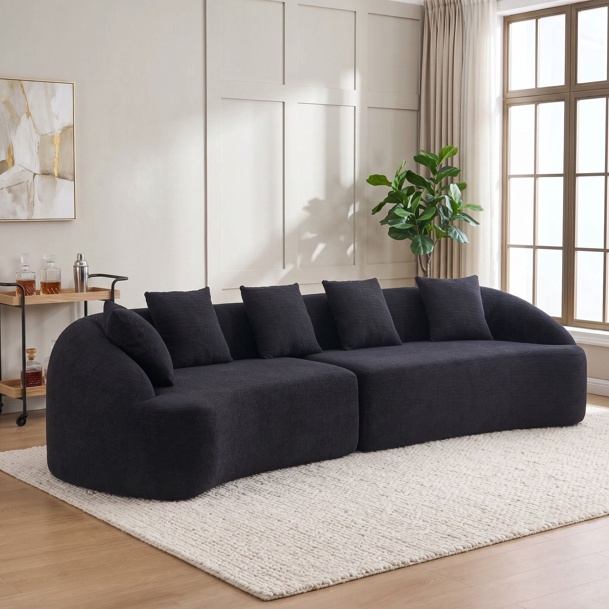 Sailvan 110" Curved Modular Sectional Sofa, High-Density Chenille Sleeper Couch for Living Room