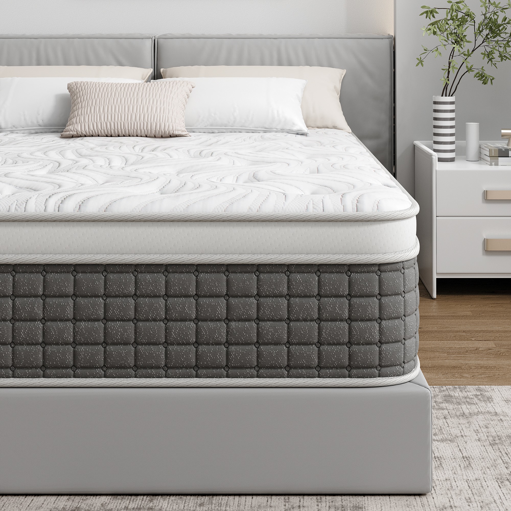 Sailvan 12in King Mattress, Medium Firm Mattress in a Box, Hybrid Mattress with Pillow-top Foam, Motion Isolation/CertiPUR-US Certification