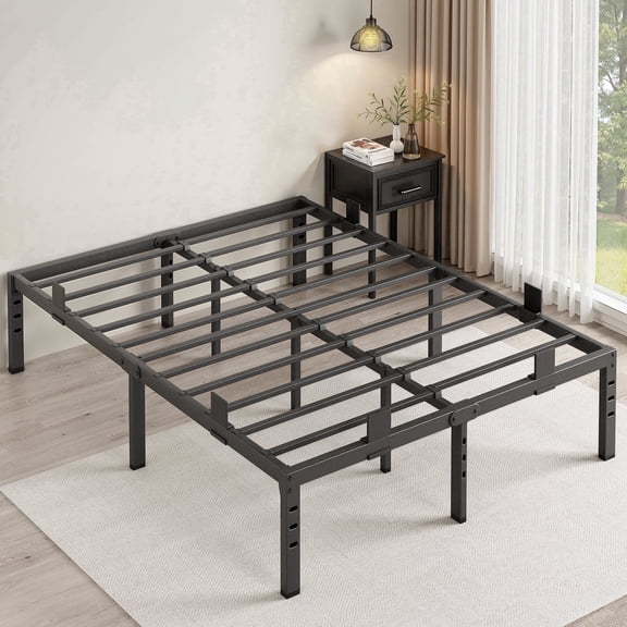 Sailvan 14-Inch Queen Size Bed Frame, Metal Platform with Non-Slip Stoppers, Heavy Duty, Easy Assembly, No Box Spring Needed, No Noise, Black