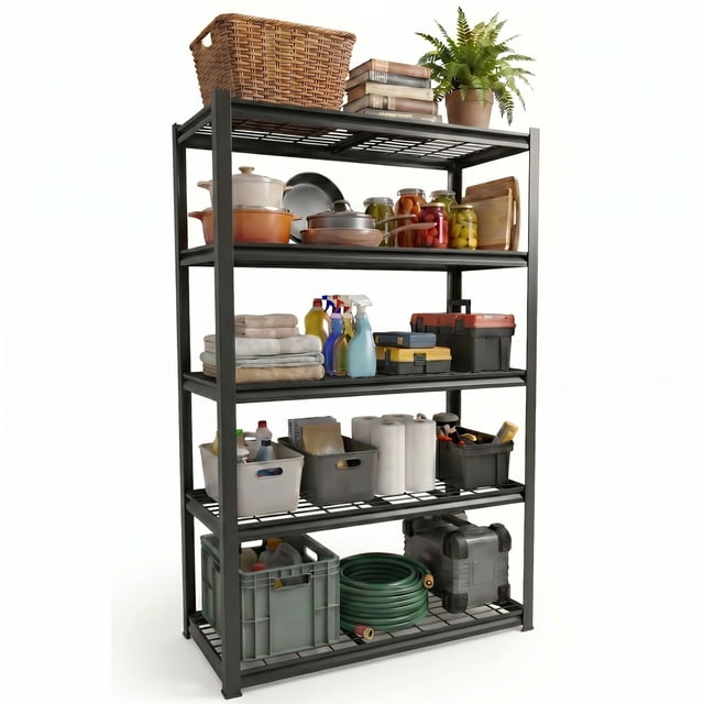 Sailvan 1650LBS Heavy Duty Garage Shelving, 5-Tier Adjustable Metal ...