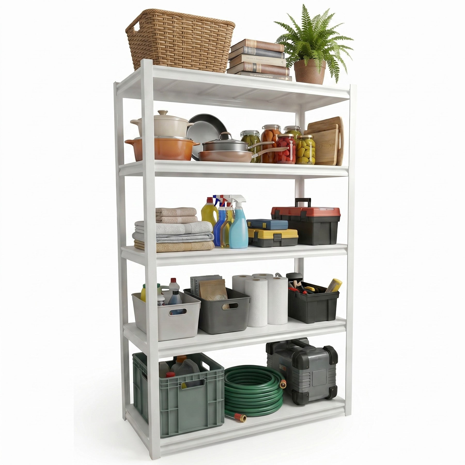 Sailvan 1650LBS Heavy Duty Garage Shelving, 5-Tier Adjustable Metal Storage Shelves, Industrial Steel Utility Rack, 36"W x 16"D x 72"H,White