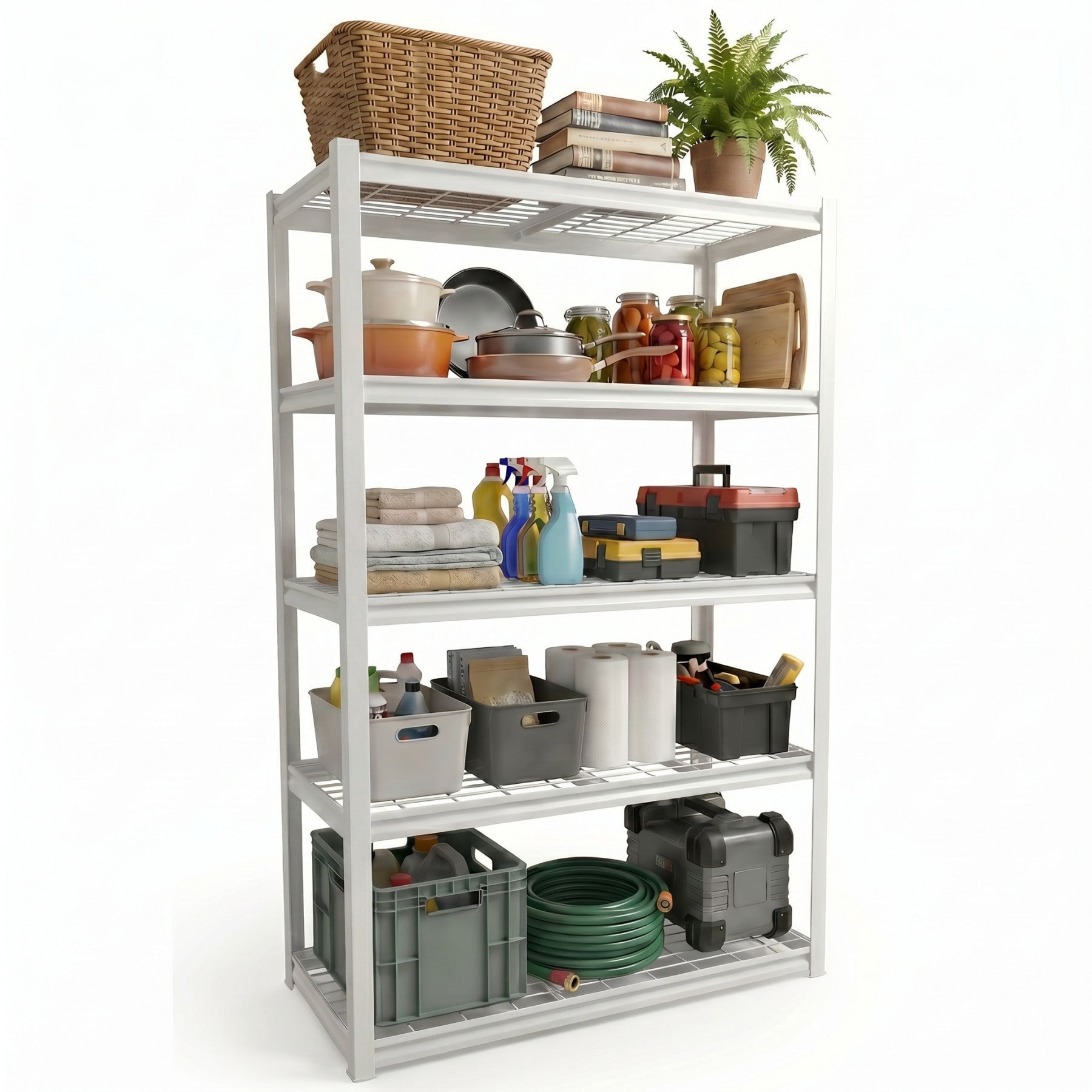 Sailvan 1650LBS Heavy Duty Garage Shelving, 5-Tier Adjustable Metal Storage Shelves, Industrial Steel Utility Rack,36"W x 16"D x 72",Silver