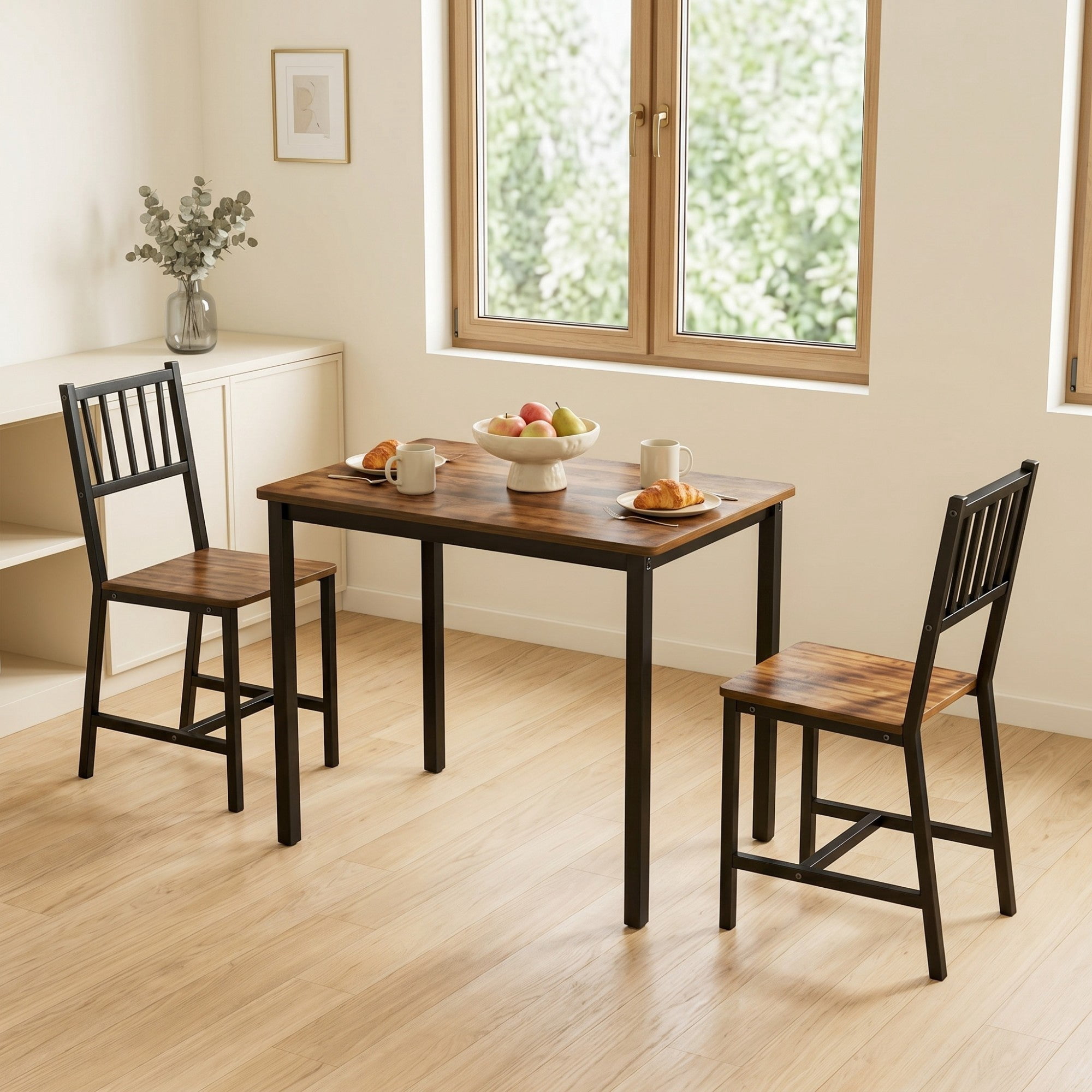 Sailvan 3-Piece Dining Table Set, 35.4″L x23.6″W x29.7″H, Bar Table with 2 Chairs