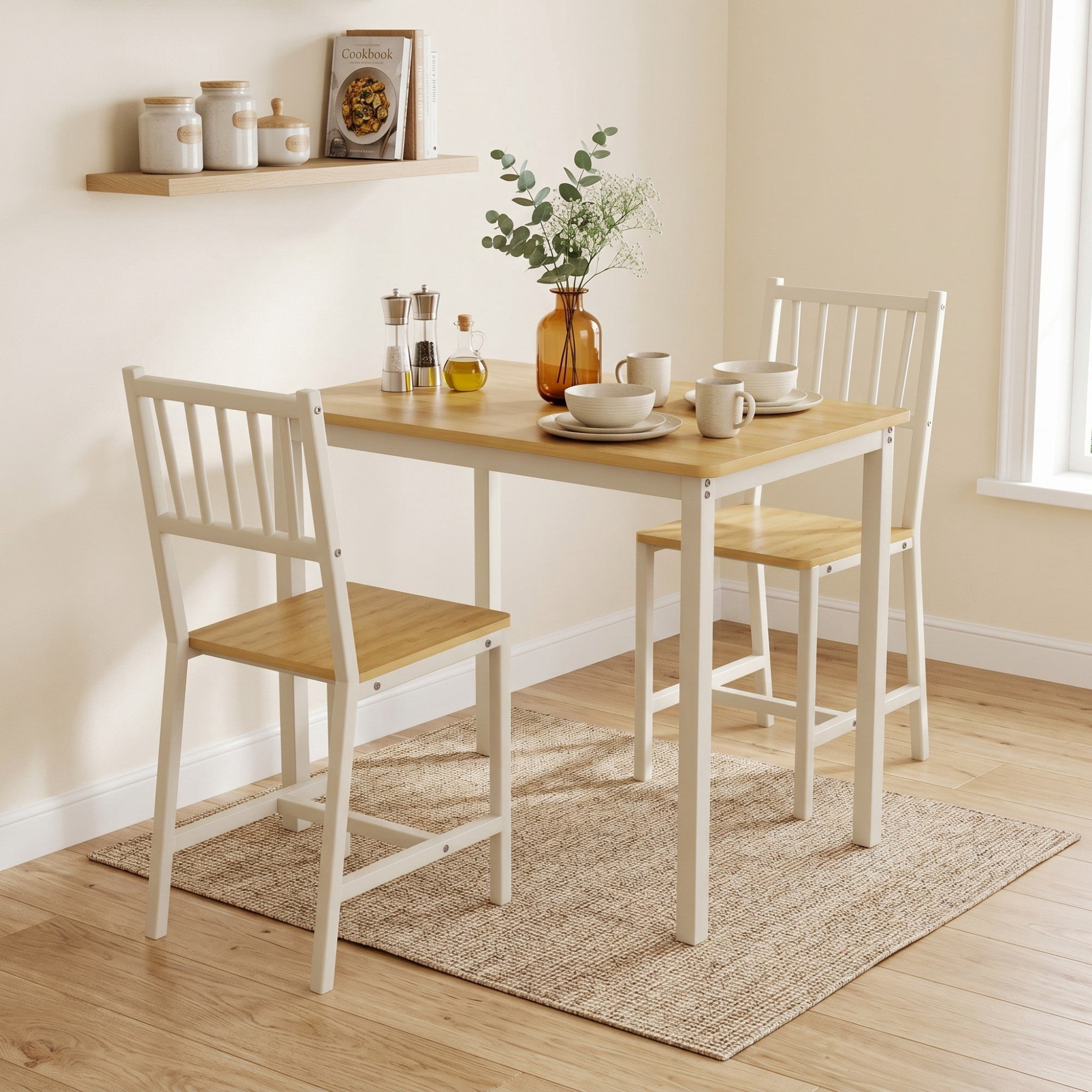 Sailvan 3-Piece Dining Table Set, 35.4″L x23.6″W x29.7″H, Bar Table with 2 Chairs