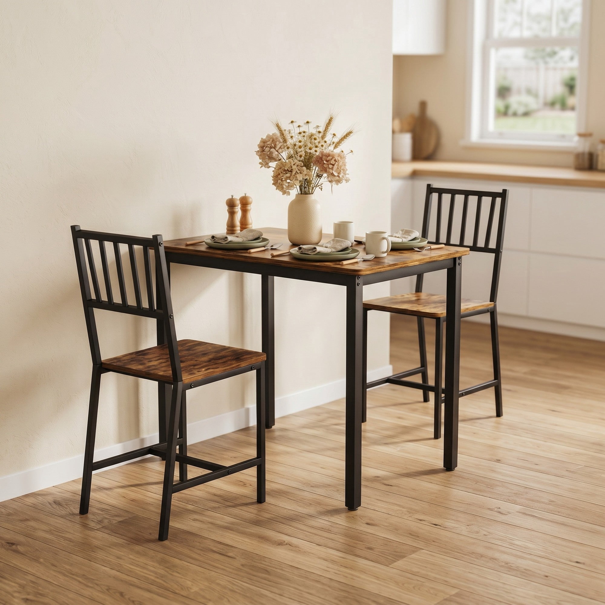 Sailvan 3-Piece Dining Table Set, 35.4″L x23.6″W x29.7″H, Bar Table with 2 Chairs