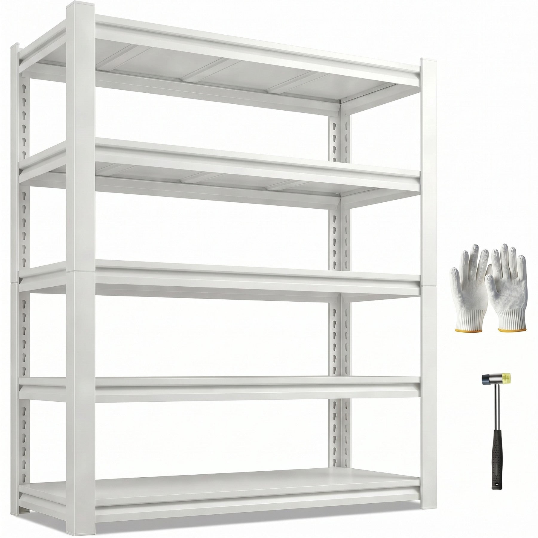 Sailvan 3000LBS Heavy Duty Garage Shelving, 5-Tier Adjustable Metal Storage Shelves, Industrial Steel Utility Rack, 48"W x 24"D x 72"H,White