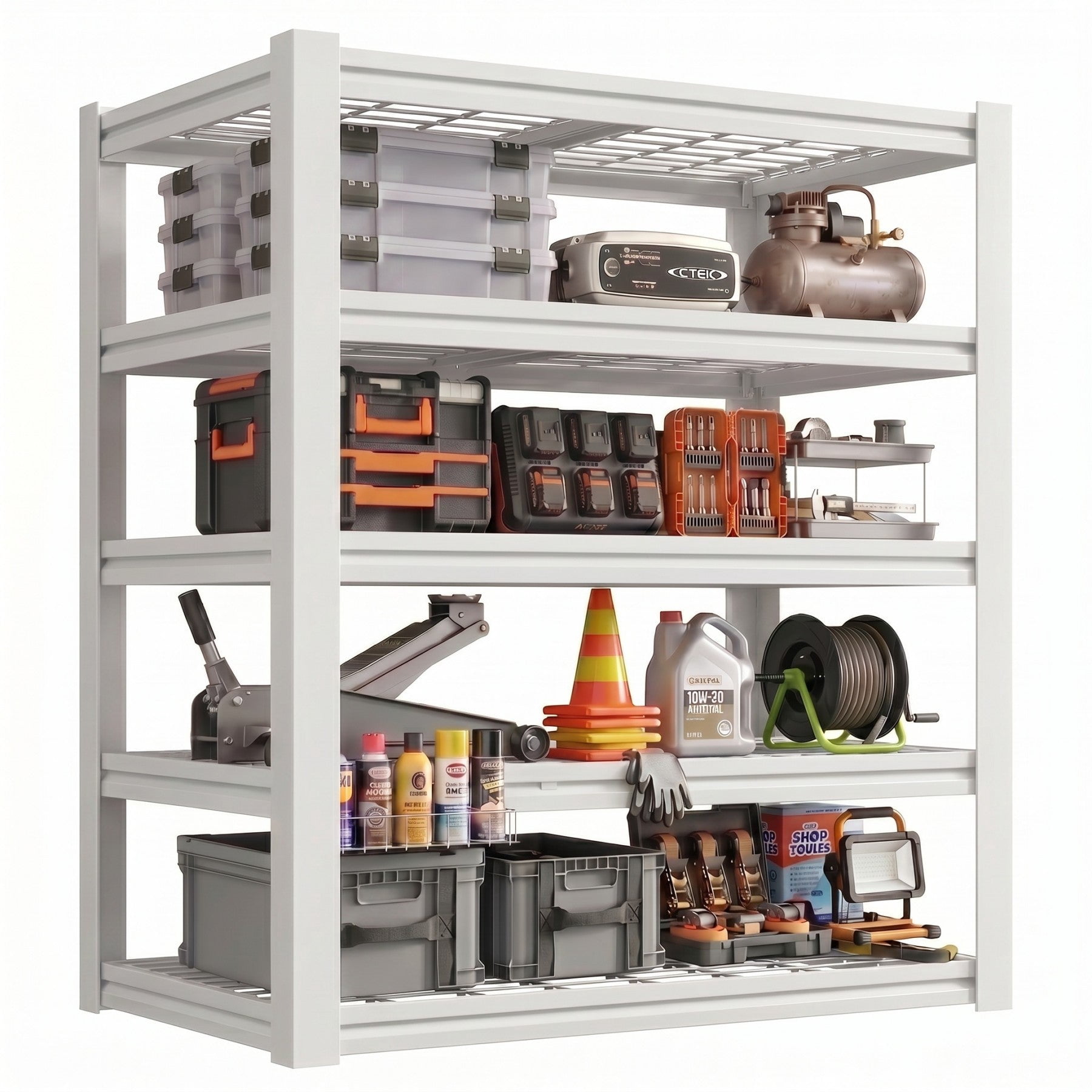 Sailvan 3000LBS Heavy Duty Garage Shelving, 5-Tier Adjustable Metal Storage Shelves, Industrial Steel Utility Rack, 48"W x 24"D x 72"H,Silver
