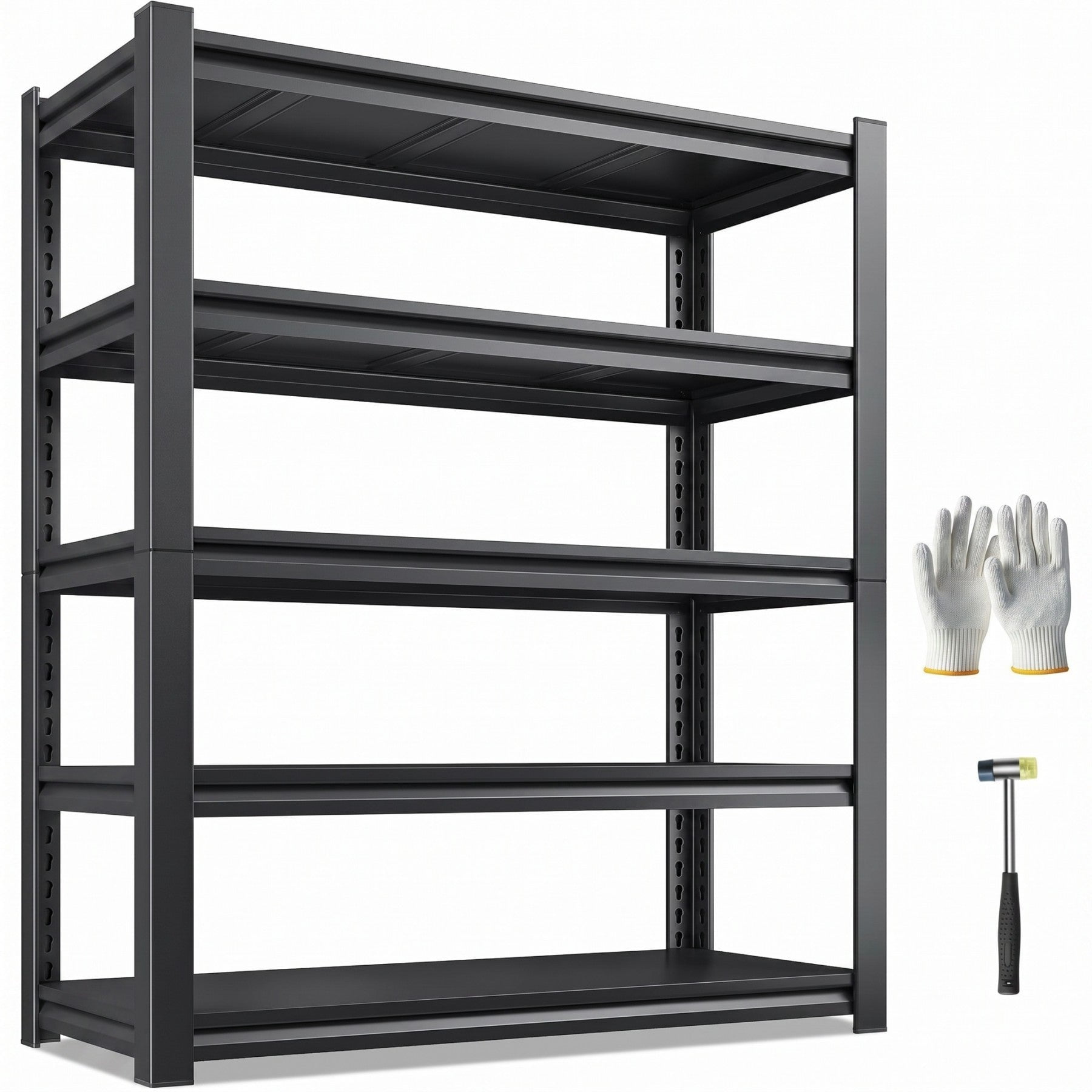 Sailvan 3000LBS Heavy Duty Garage Shelving, 5-Tier Adjustable Metal Storage Shelves, Industrial Steel Utility Rack, 48"W x 24"D x 72"H,Black