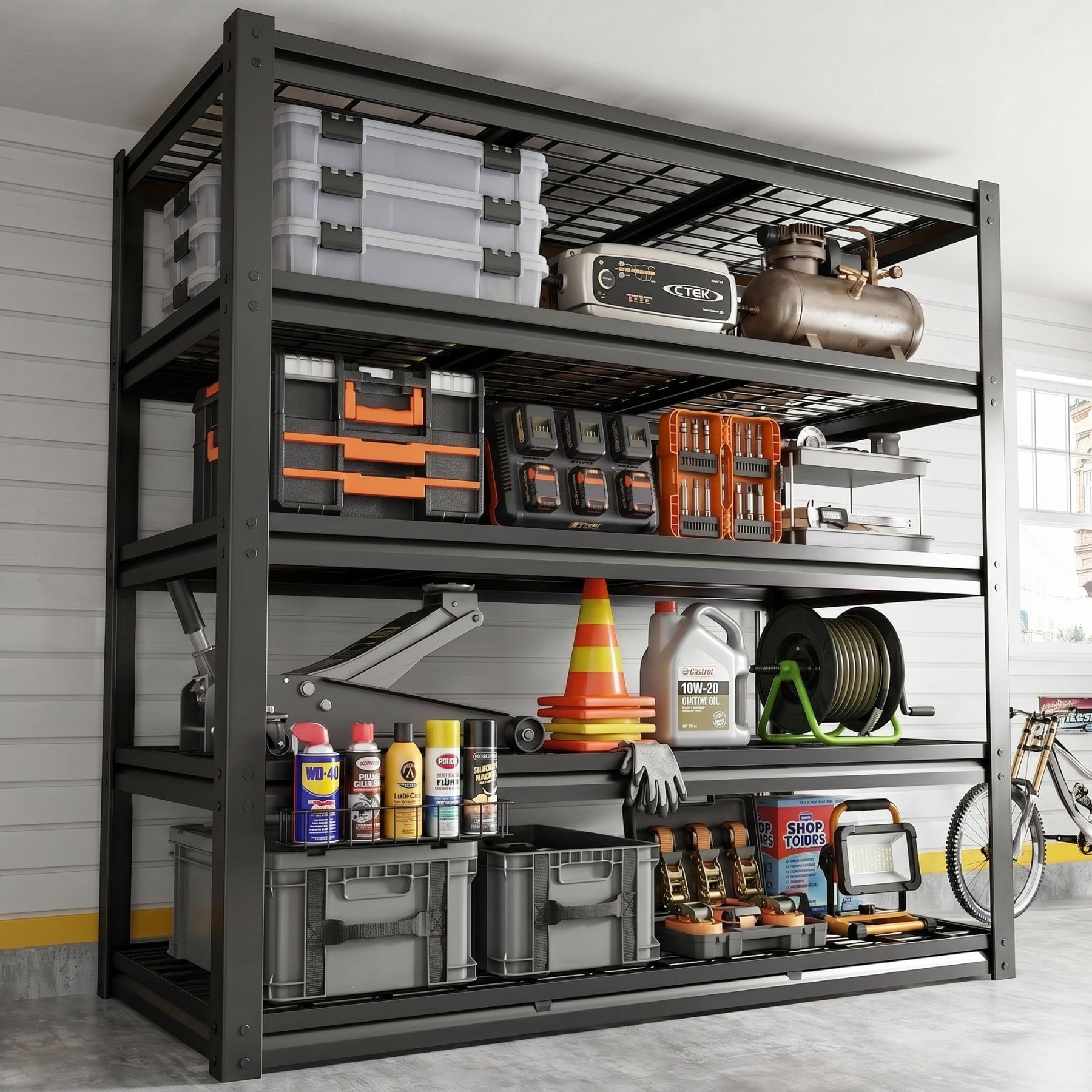 Sailvan 3500LBS Heavy Duty Garage Shelving, 5-Tier Adjustable Metal Storage Shelves, Industrial Steel Utility Rack, 60"W x 24"D x 72"H,Black