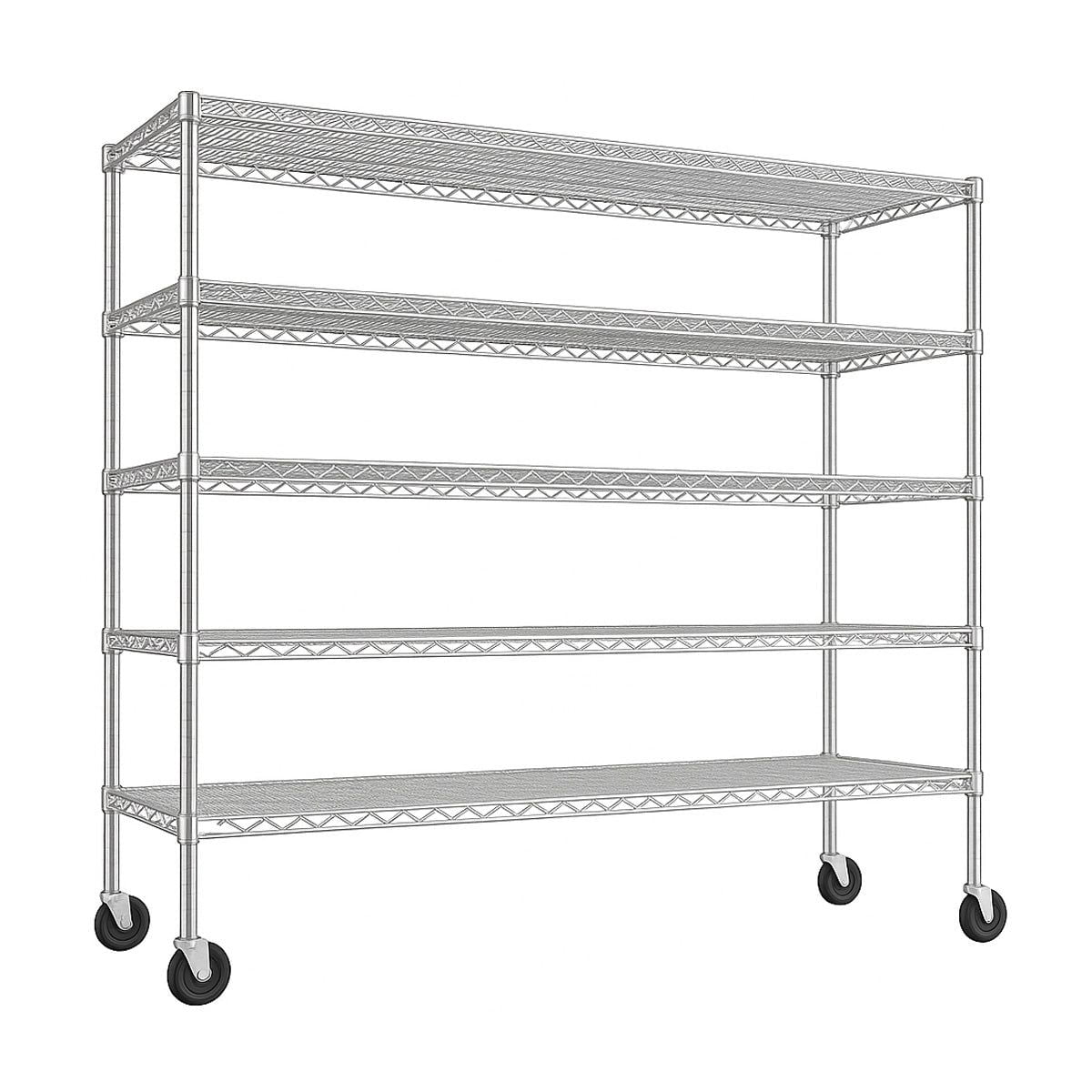 Sailvan 5-Tier Heavy Duty Metal Storage Rack with Wheels, 3000LBS Adjustable Wire Shelving Unit for Garage, Pantry, Kitchen, 18"D x 60"W x 82"H,Silver