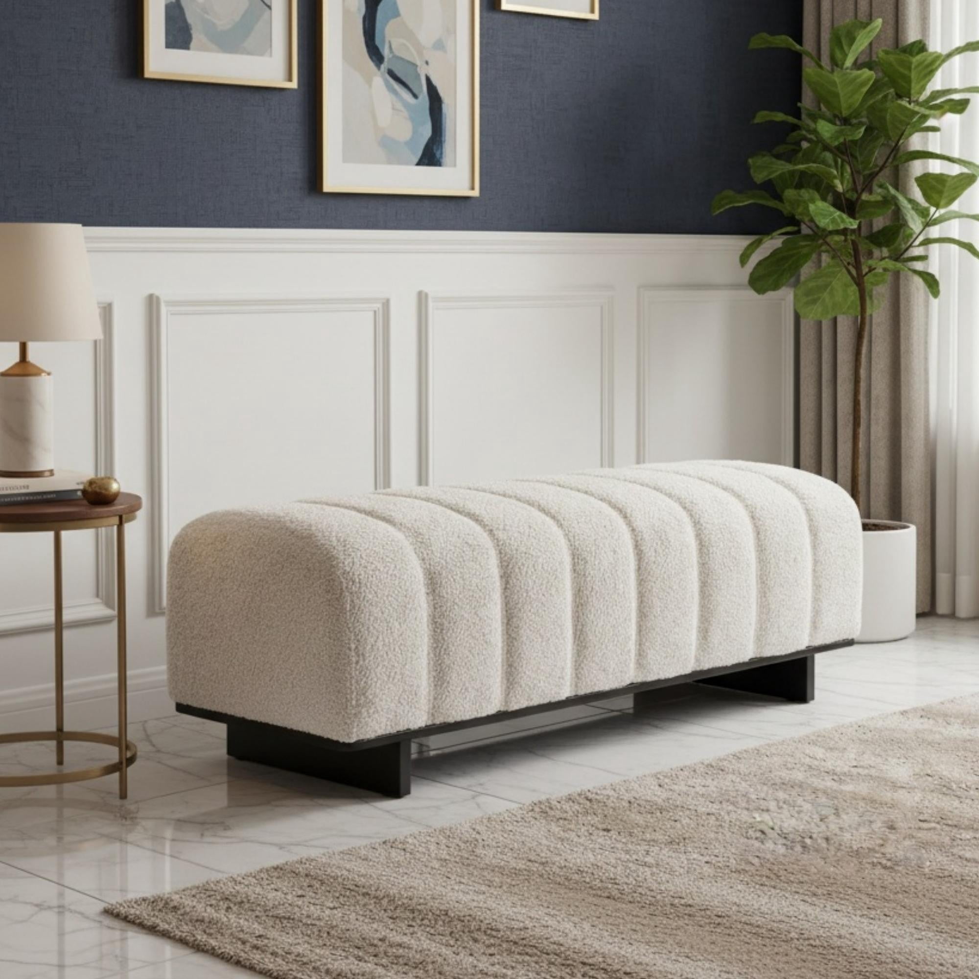 Sailvan 63" Indoor Dining Bench Upholstered Bench with Wood Legs - Modern Seating for Dining Room,Entryway & Mudroom Beige