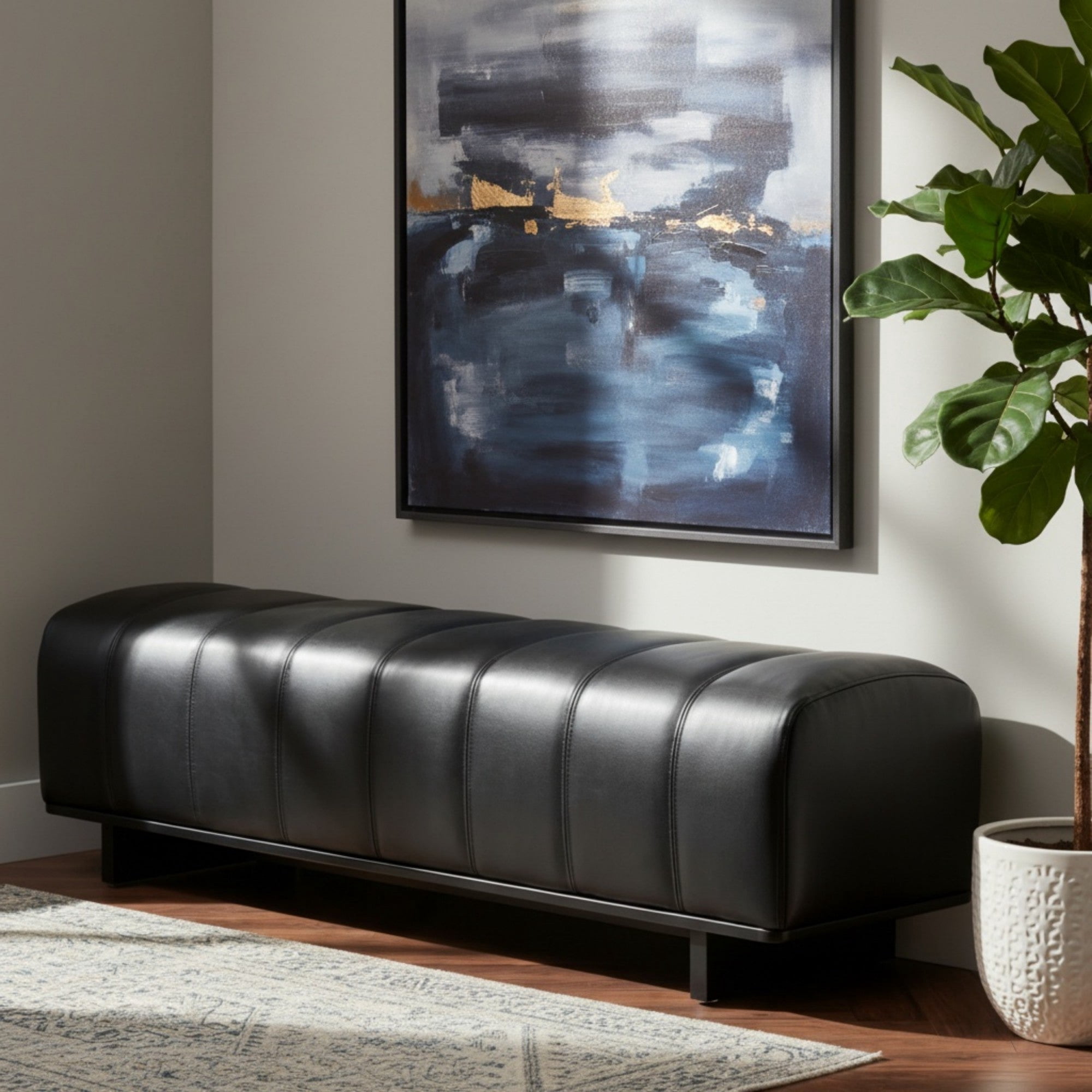 Sailvan 63" Indoor Dining Bench Upholstered Bench with Wood Legs - Modern Seating for Dining Room,Entryway & Mudroom Black