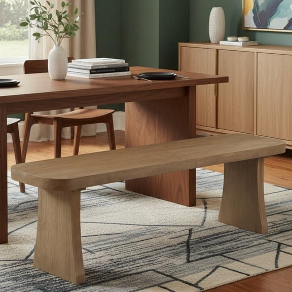Sailvan 63" Solid Pine Wood Dining Bench Modern Farmhouse Kitchen Seating for 3 People,350lbs Capacity,Natural Wood-A