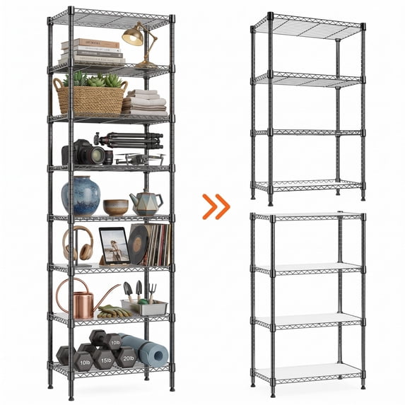 Sailvan 8 Tier Storage Shelves, Narrow Metal Wire Shelving Unit Holds ...