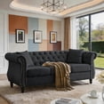 thumbnail image 1 of Sailvan 80" Chesterfield Velvet Sofa, 3 Seater Tufted Couch with Nailhead Trim and Rolled Arms Black, 1 of 7