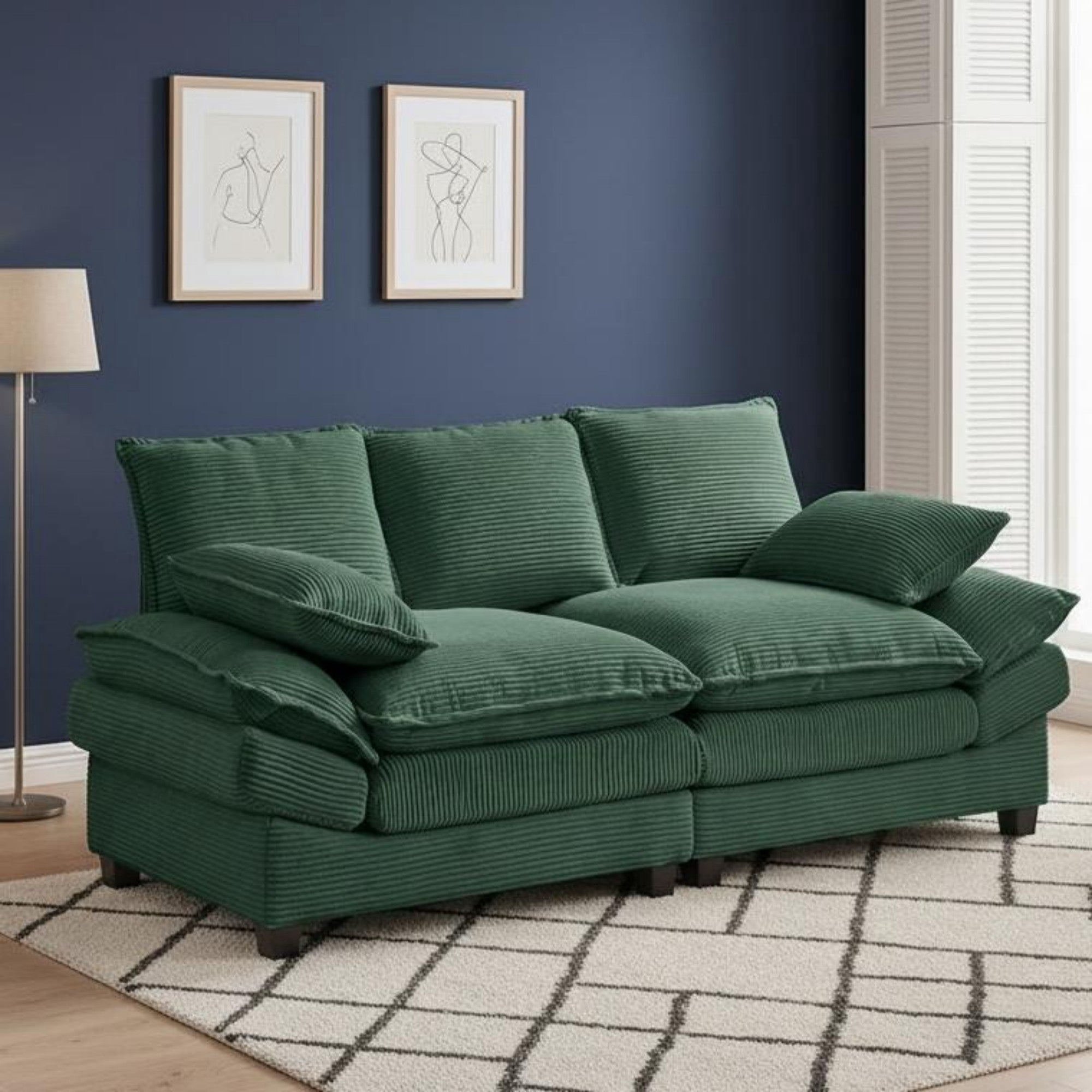 Sailvan 83" Modern Loveseat Sofa,2-Seat Corduroy Couch with High-Elastic Sponge,Comfy Upholstered Sofa for Living Room & Apartment,Green