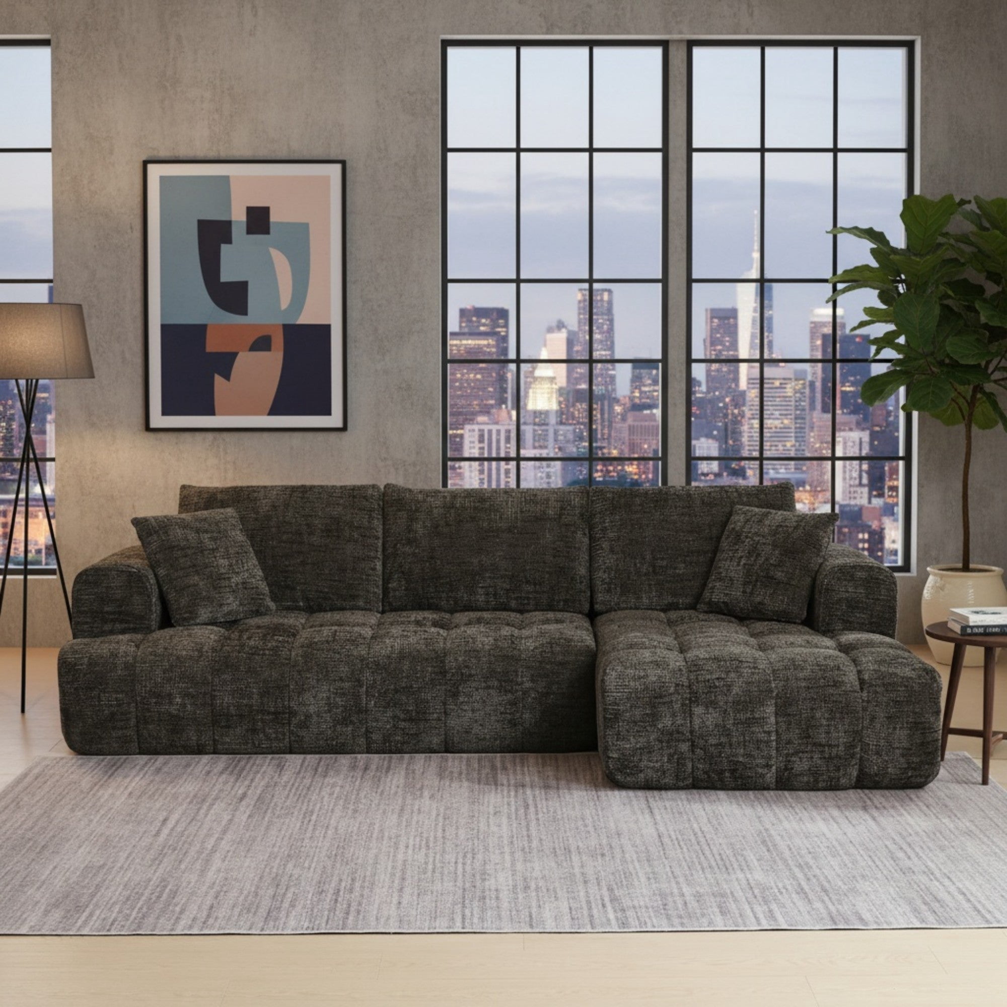 Sailvan Chenille L-Shape Luxury Sectional Oversized Sofa, Comfy Sleeper Couch, No Assembly Required