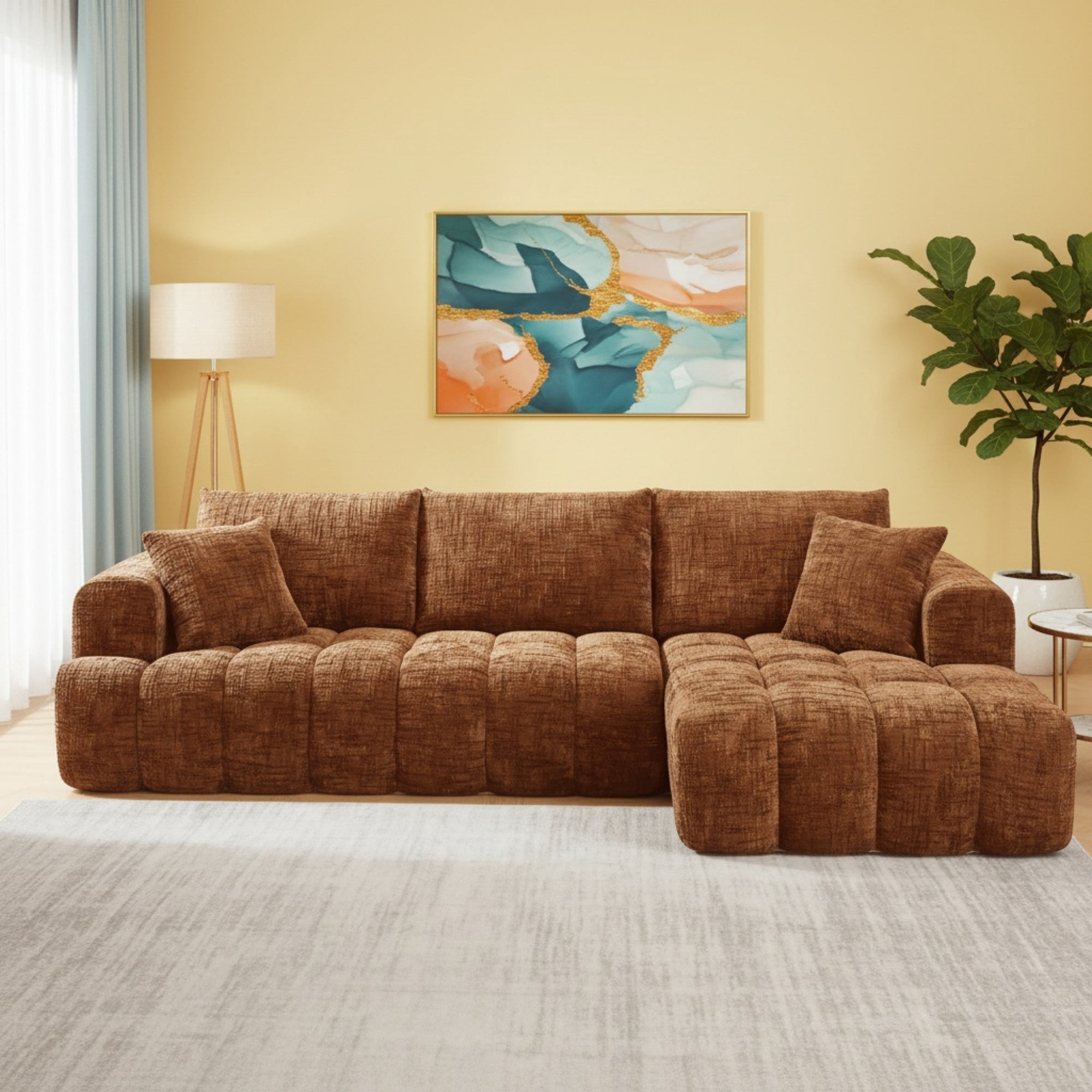 Sailvan Chenille L-Shape Luxury Sectional Oversized Sofa, Comfy Sleeper Couch, No Assembly Required