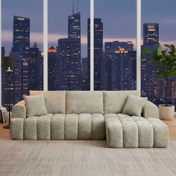 Sailvan Chenille L-Shape Luxury Sectional Oversized Sofa, Comfy Sleeper Couch, No Assembly Required