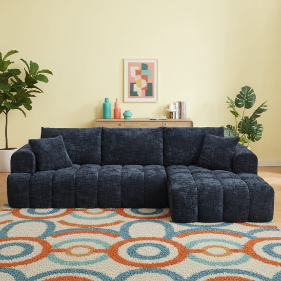 Sailvan Chenille L-Shape Luxury Sectional Oversized Sofa, Comfy Sleeper Couch, No Assembly Required