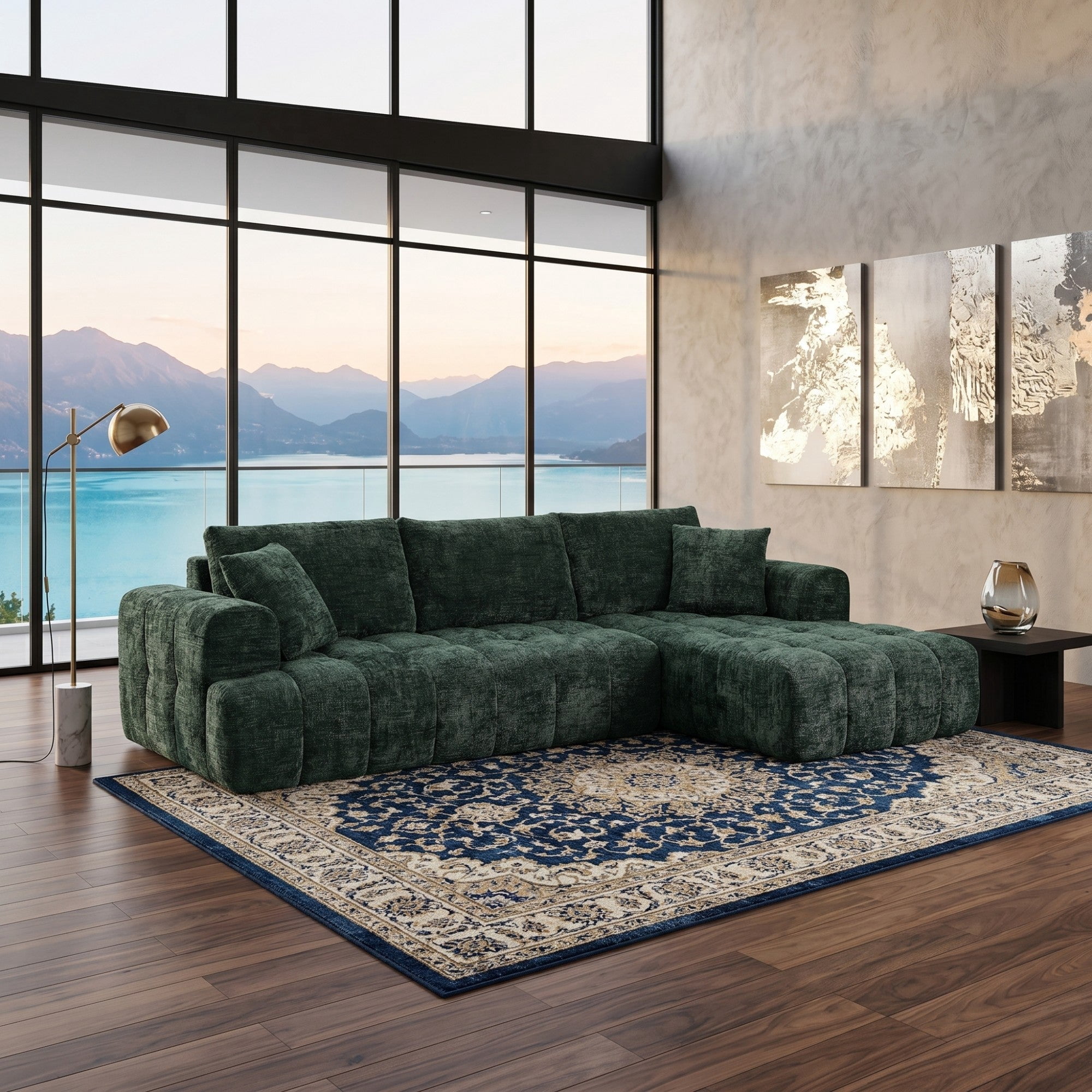 Sailvan Chenille L-Shape Luxury Sectional Oversized Sofa, Comfy Sleeper Couch, No Assembly Required