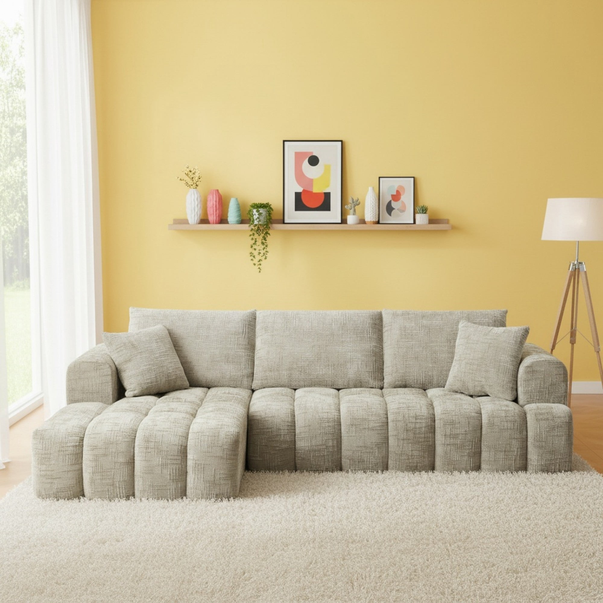 Sailvan Chenille L-Shape Luxury Sectional Oversized Sofa, Comfy Sleeper Couch, No Assembly Required