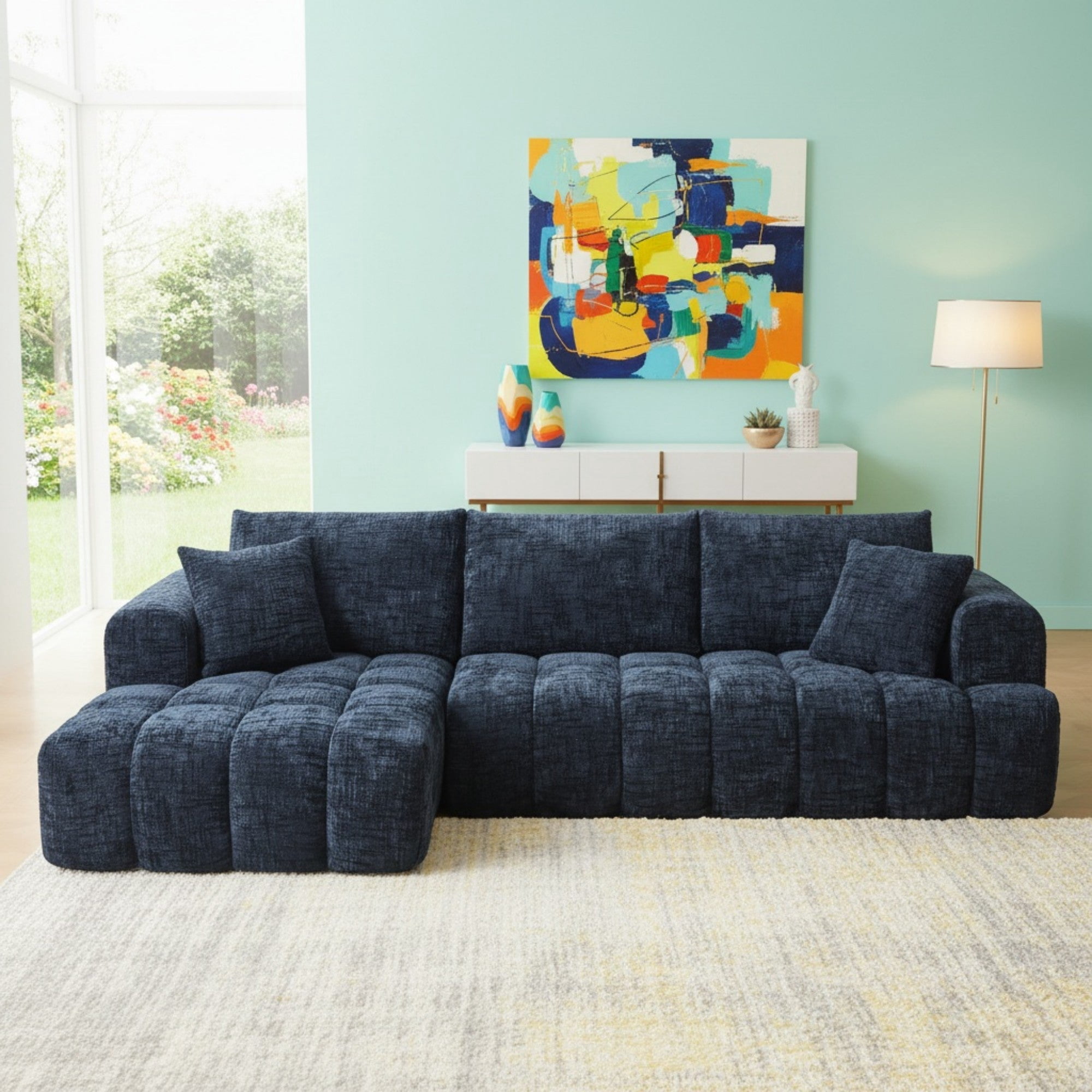 Sailvan Chenille L-Shape Luxury Sectional Oversized Sofa, Comfy Sleeper Couch, No Assembly Required