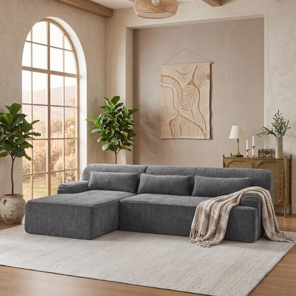 Sailvan Chenille L-Shape Luxury Sectional Oversized Sofa,Oversized Comfy Sleeper Couch,No Assembly