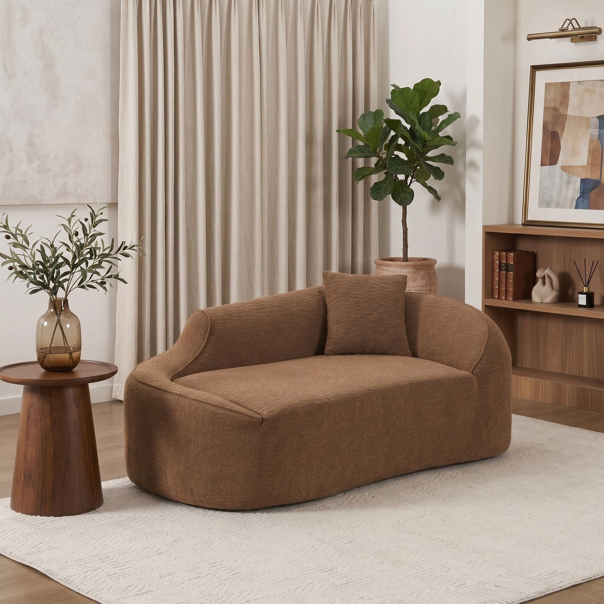 Sailvan Compression Curved Chaise Longue Loveseat Sofa Bed with 1 Pillow
