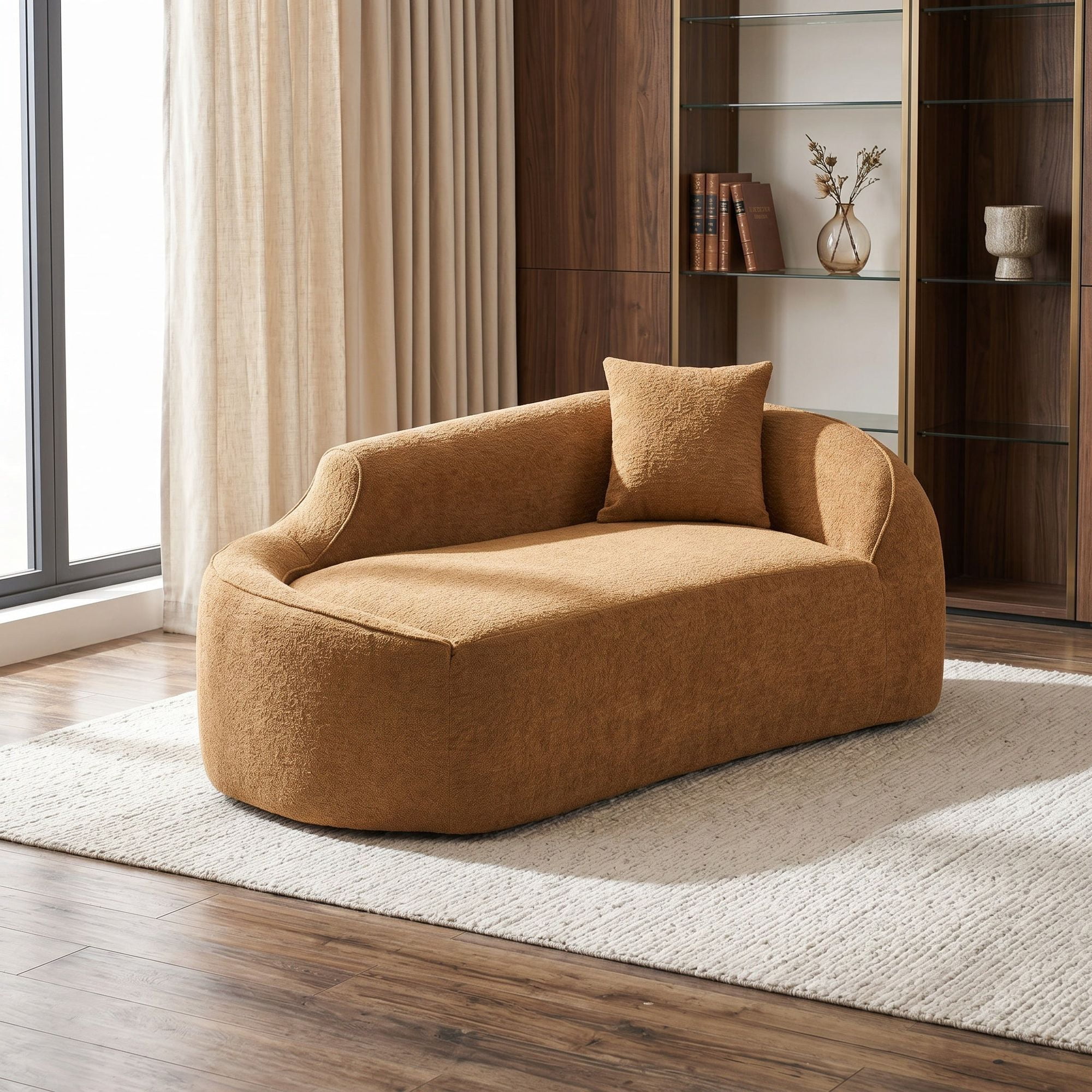Sailvan Compression Curved Chaise Longue Loveseat Sofa Bed with 1 Pillow