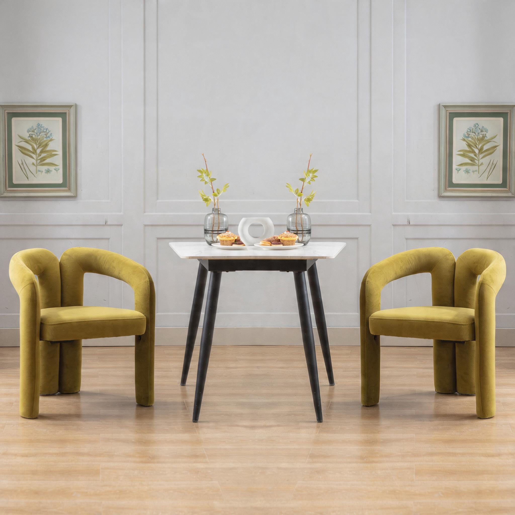 Sailvan Contemporary Velvet Barrel Accent Dining Chairs, Set of 2, Upholstered Side Chairs, Beige