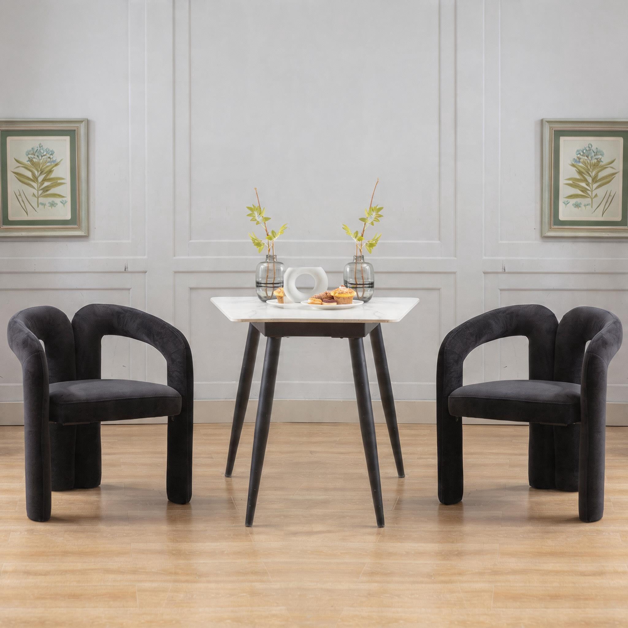 Sailvan Contemporary Velvet Barrel Accent Dining Chairs, Set of 2, Upholstered Side Chairs, Beige