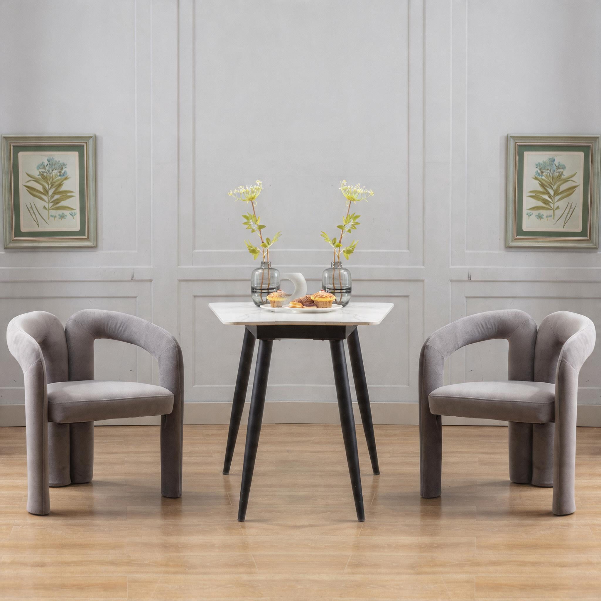 Sailvan Contemporary Velvet Barrel Accent Dining Chairs, Set of 2, Upholstered Side Chairs, Beige