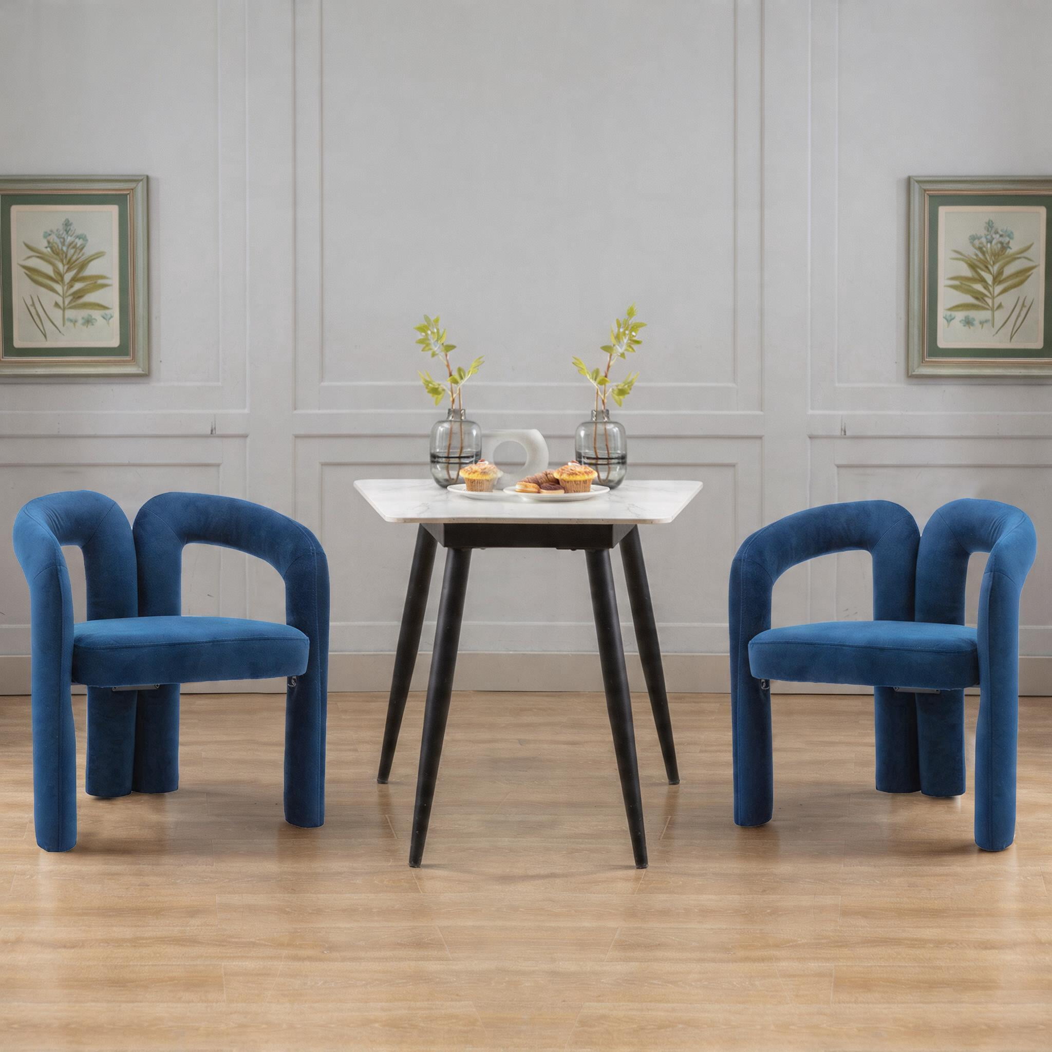 Sailvan Contemporary Velvet Barrel Accent Dining Chairs, Set of 2, Upholstered Side Chairs, Beige