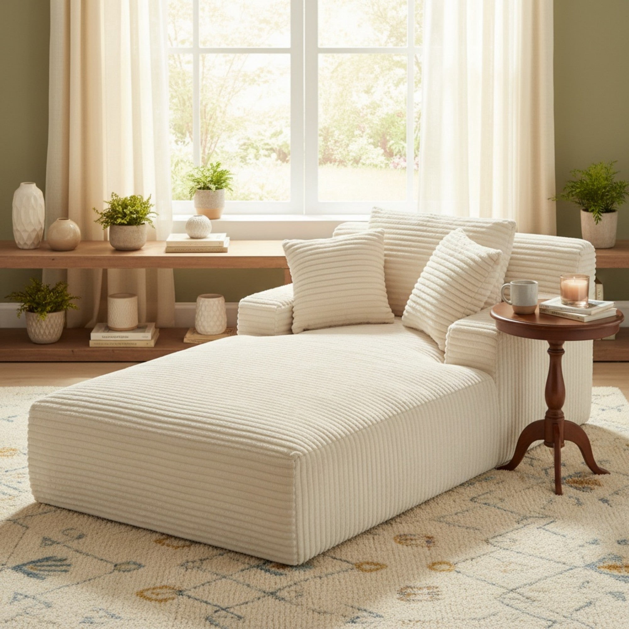 Sailvan Corduroy Upholstered Modern Sofa Couch,Comfy Sleeper Sofa Oversized Chaise Lounge Chair