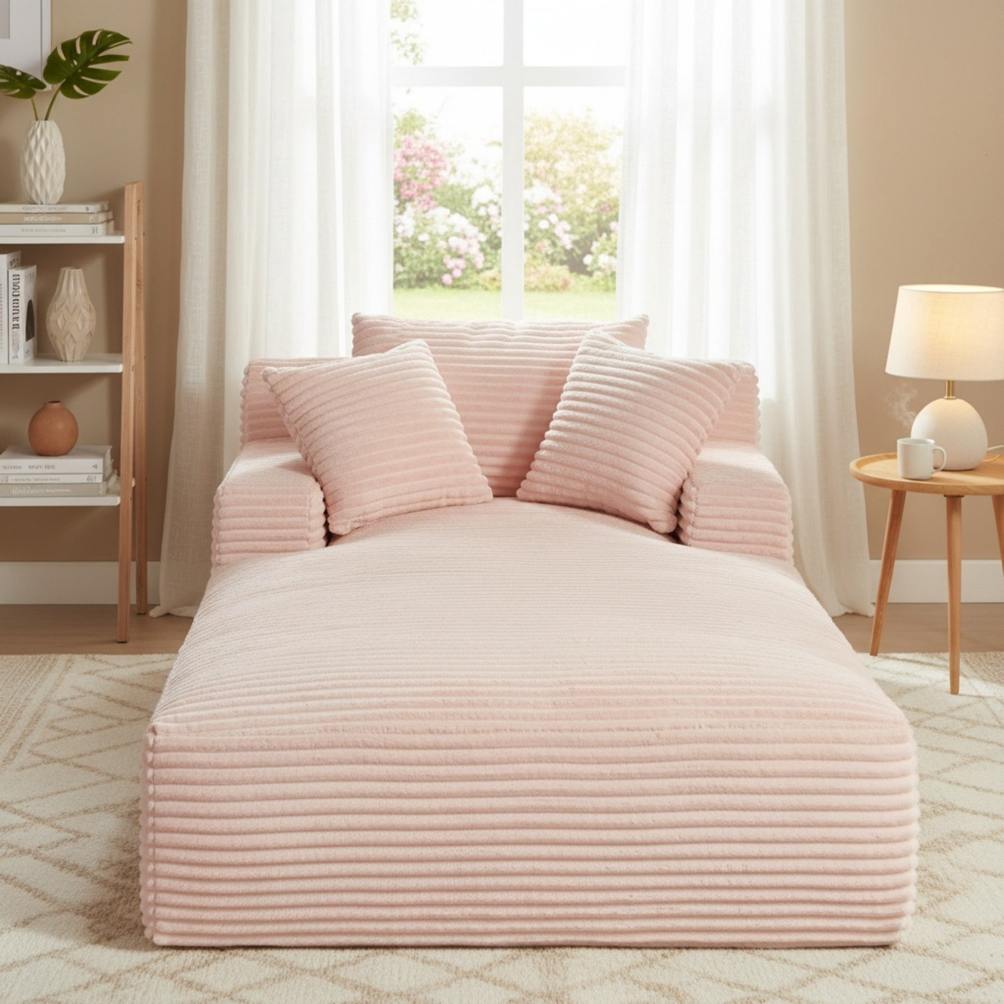 Sailvan Corduroy Upholstered Modern Sofa Couch,Comfy Sleeper Sofa Oversized Chaise Lounge Chair