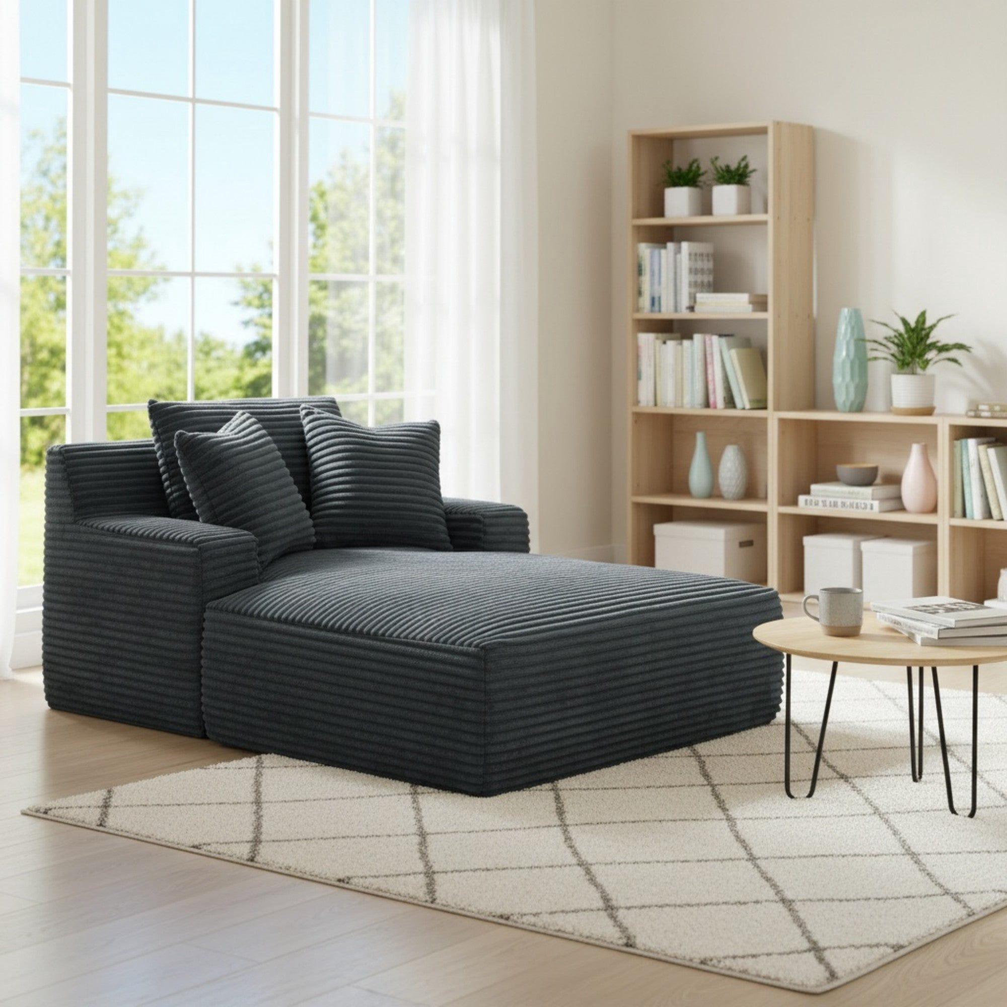 Sailvan Corduroy Upholstered Modern Sofa Couch,Comfy Sleeper Sofa Oversized Chaise Lounge Chair