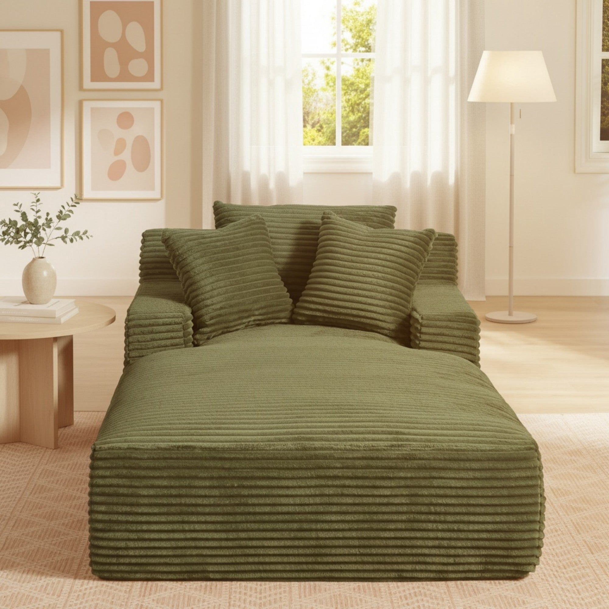 Sailvan Corduroy Upholstered Modern Sofa Couch,Comfy Sleeper Sofa Oversized Chaise Lounge Chair