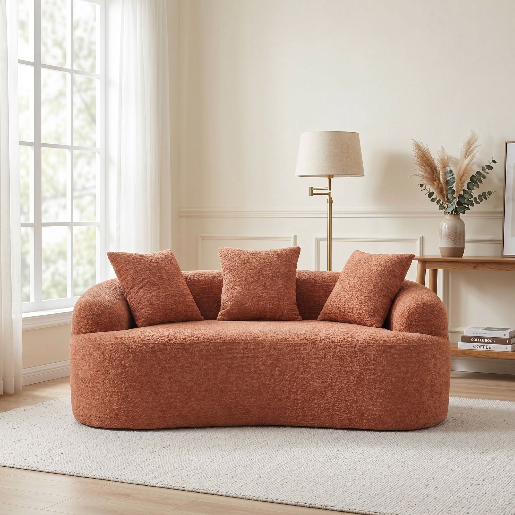 Sailvan Curved Loveseat No-Assembly Chenille Sofa for Small Spaces