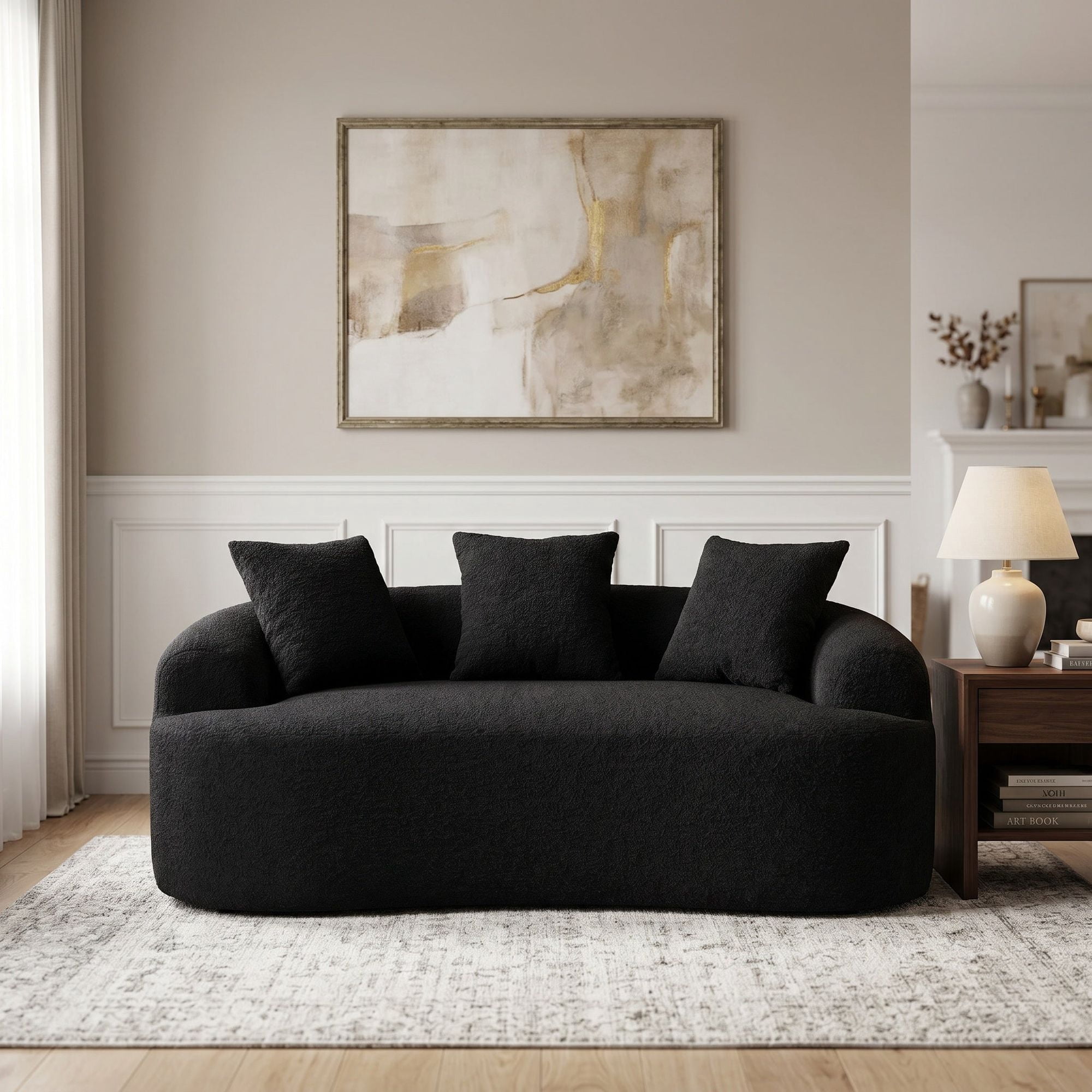 Sailvan Curved Loveseat No-Assembly Chenille Sofa for Small Spaces