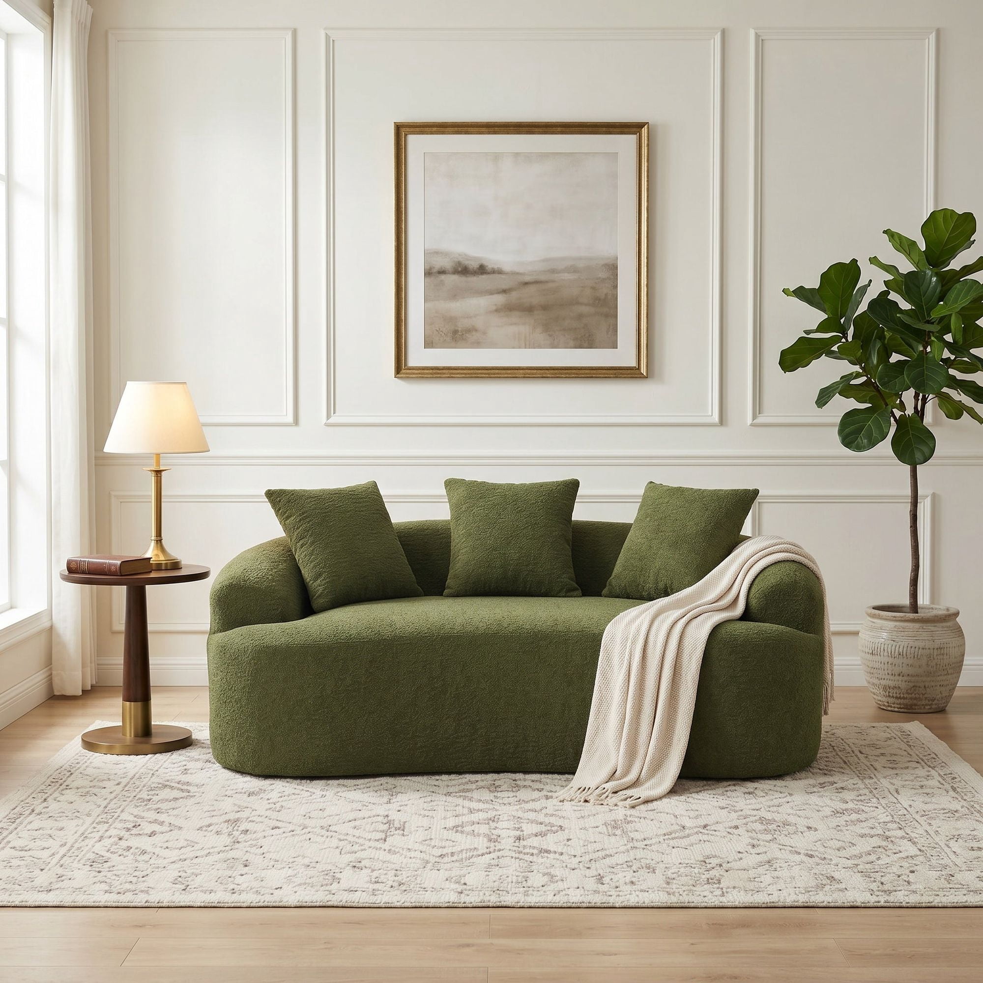 Sailvan Curved Loveseat No-Assembly Chenille Sofa for Small Spaces