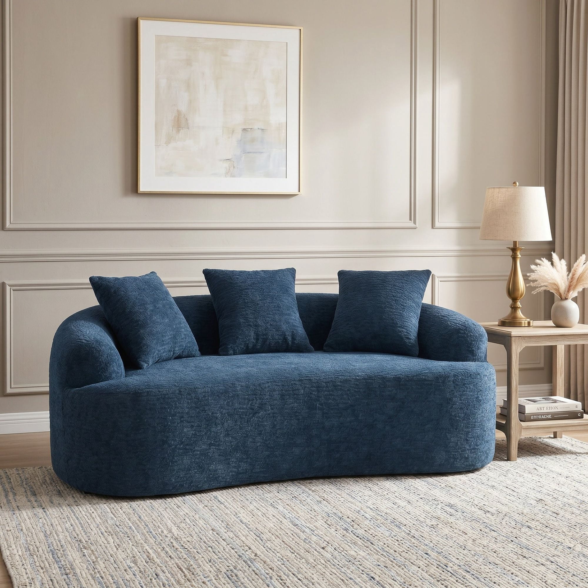 Sailvan Curved Loveseat No-Assembly Chenille Sofa for Small Spaces