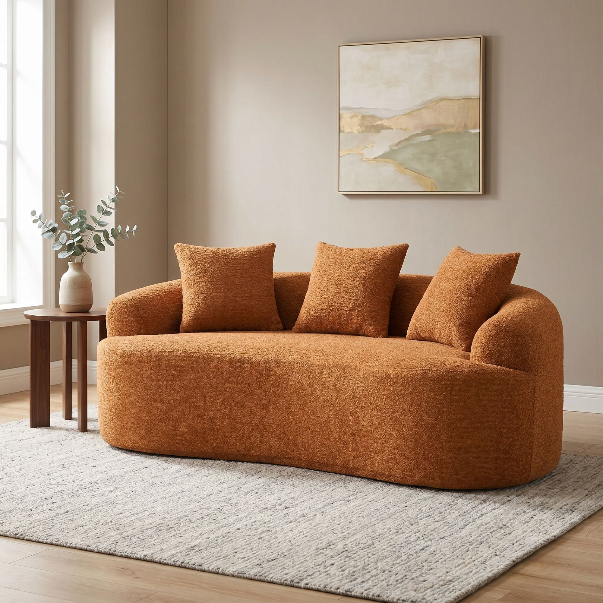 Sailvan Curved Loveseat No-Assembly Chenille Sofa for Small Spaces