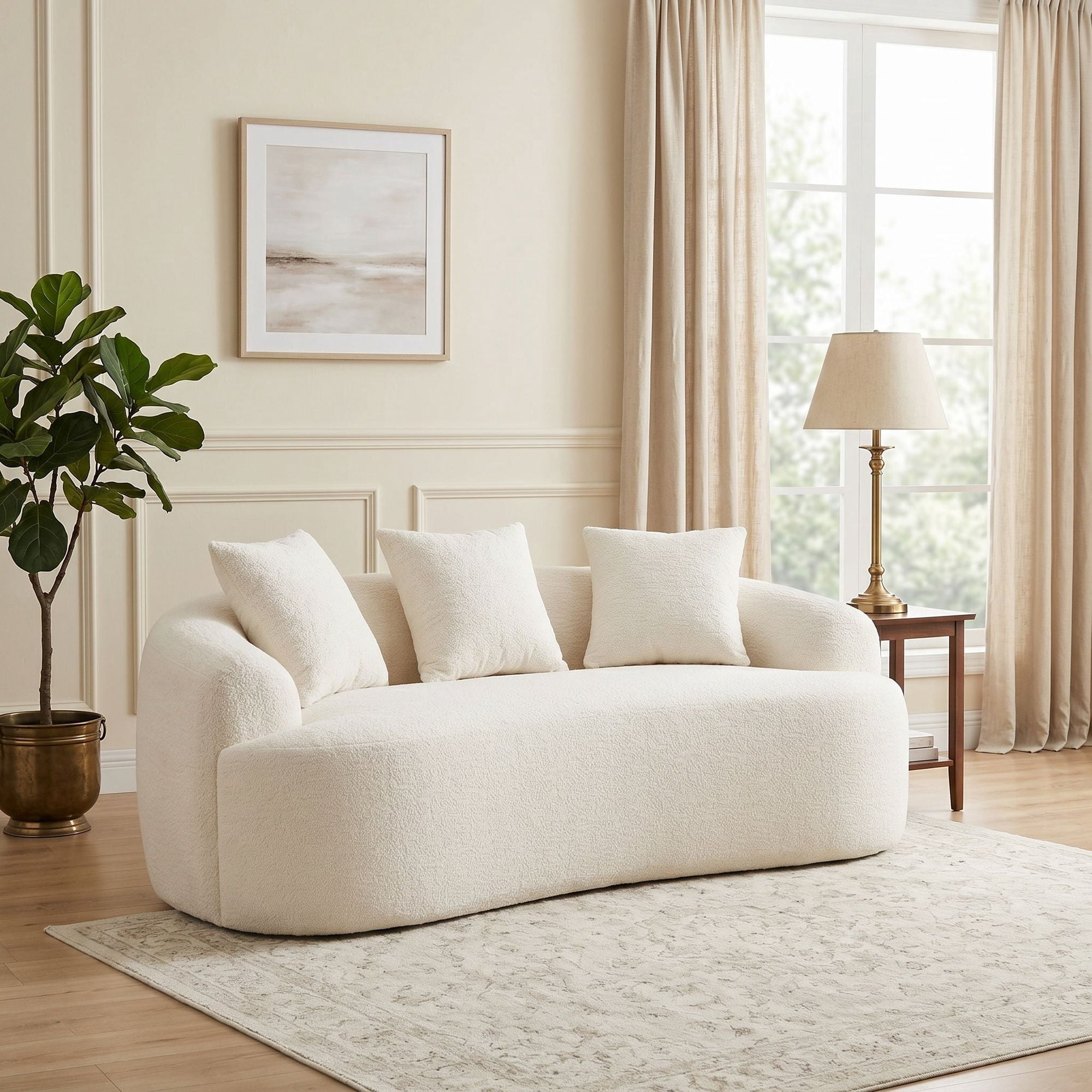 Sailvan Curved Loveseat No-Assembly Chenille Sofa for Small Spaces