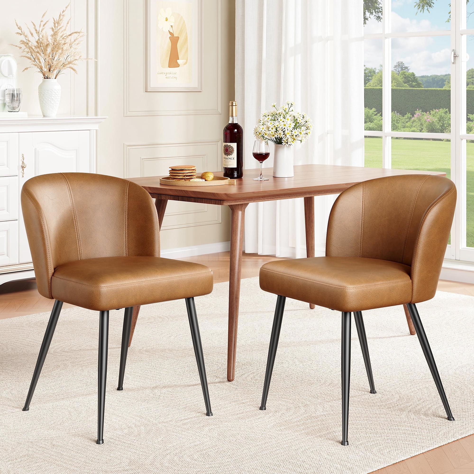 Sailvan Dining Chairs Set of 2, Modern Living Room Chairs, Leather ...
