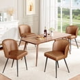 thumbnail image 1 of Sailvan Dining Chairs Set of 4, Modern Living Room Chairs, Leather Kitchen Chairs, Mid Century Style Upholstered Chairs for Dining room, With Cushion Seat And Metal Legs, Easy Assembly, Brown, 1 of 11