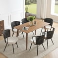 thumbnail image 1 of Sailvan Dining Chairs Set of 6, Rattan Upholstered Kitchen & Dining Room Chairs Accent Chairs with Lamb Fleece Fabric Cushion, Brown, 1 of 9