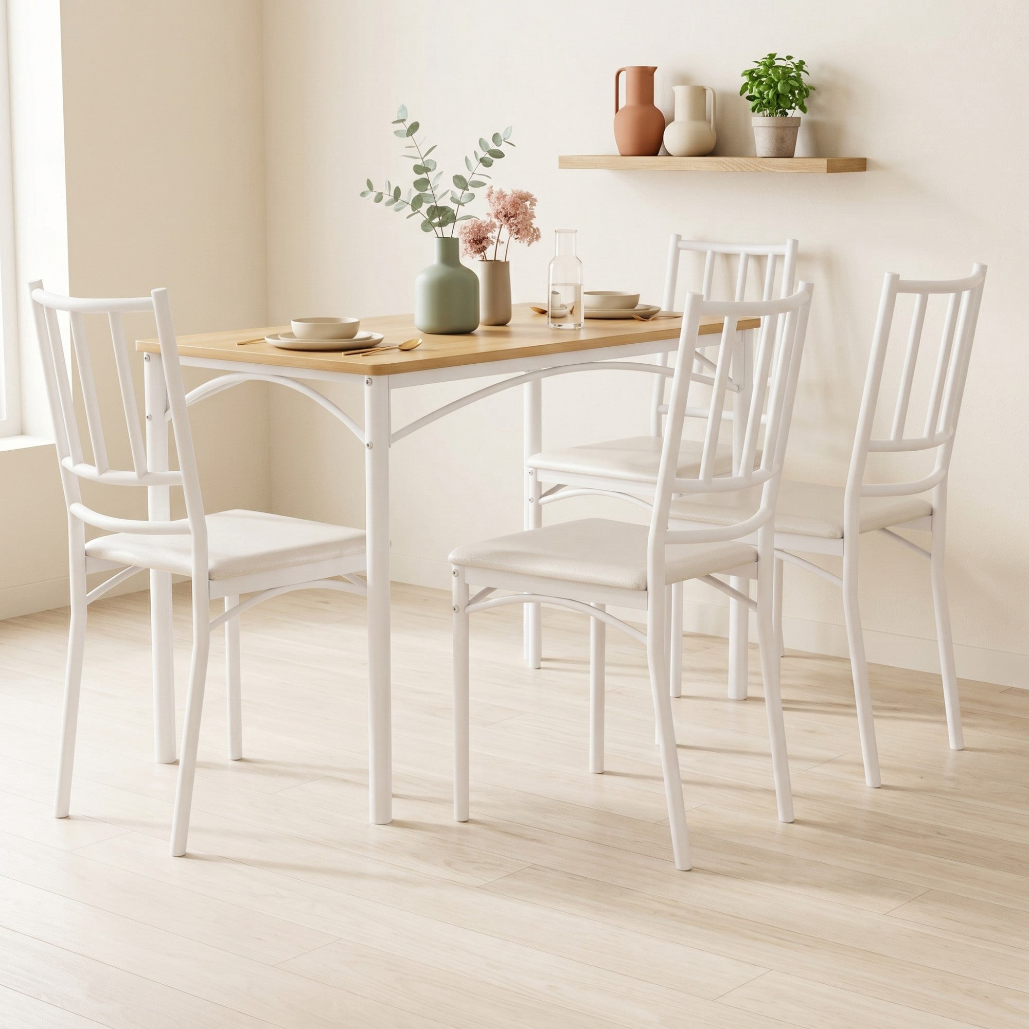 Sailvan Dining Table Set, 43.3″L x23.6″W x30.1″H, Bar Table with 4 Benches