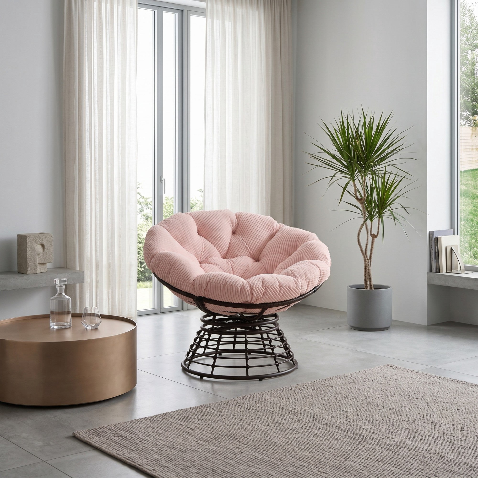 Sailvan Ergonomic Wicker Papasan Chair with 360 Swivel